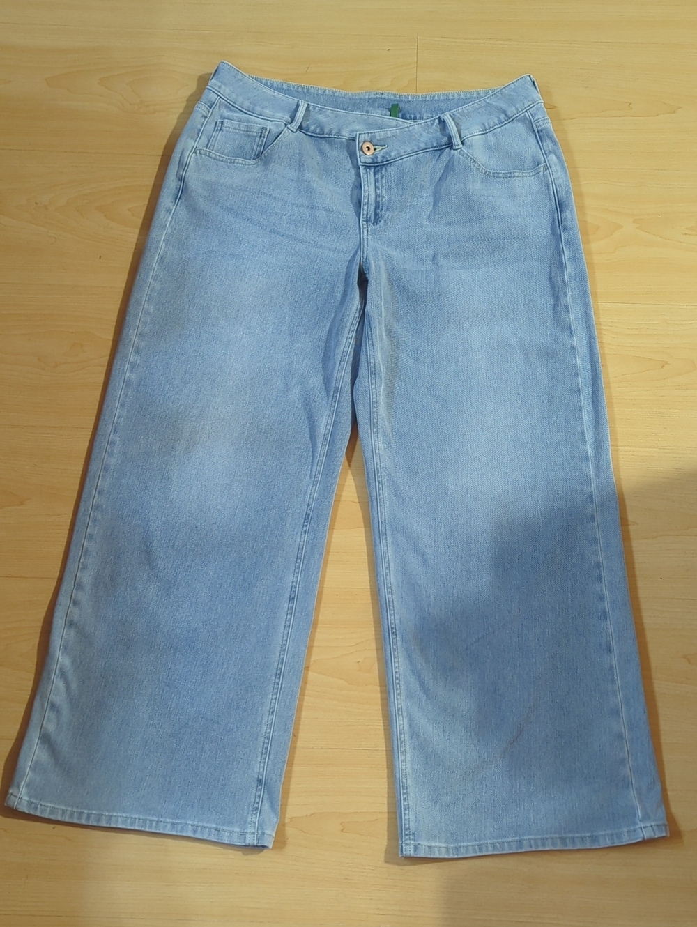 Halara Flex™ Asymmetric Low Rise Zipper Pockets Baggy Wide Leg Washed Jeans L - Picture 3 of 10